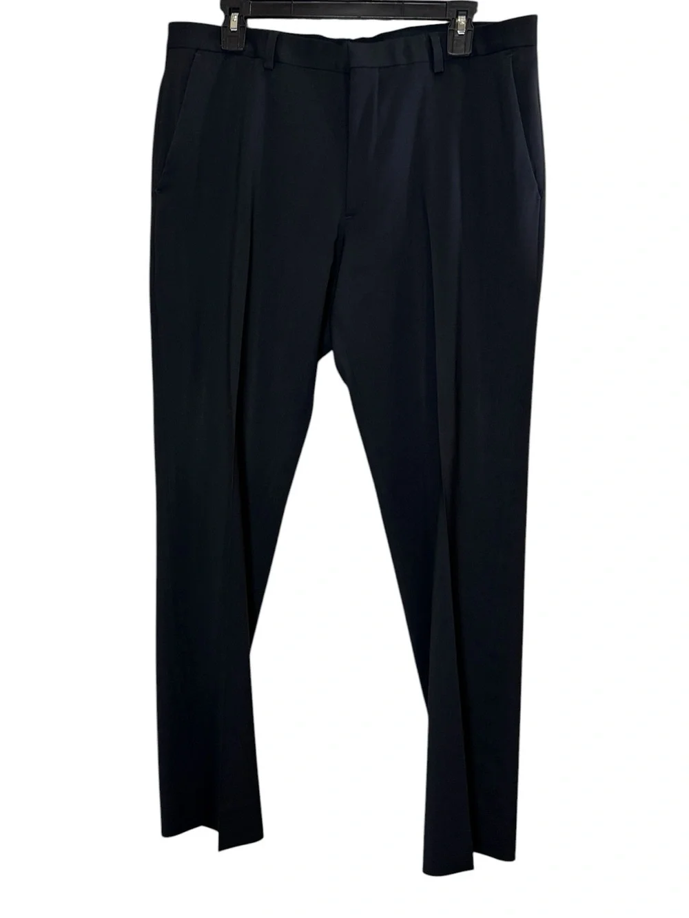 Banana Republic Tailored Fit Men's Wool Herringbone Black Dress Trousers 34/32